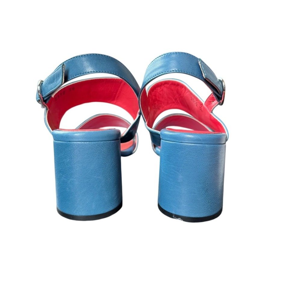 Pas de Rouge Blue and Pink Sandal Slingback Block Heels - Picture 4 of 10